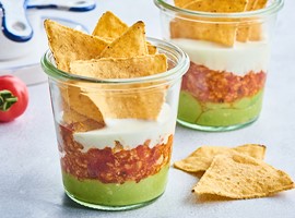 Pork & Avocado Cups with Corn Chips