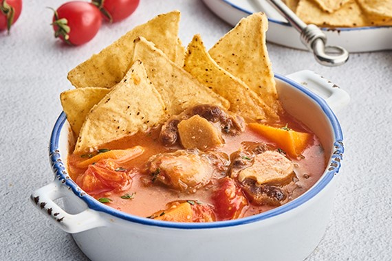 Tomato Oxtail Soup with Corn Chips
