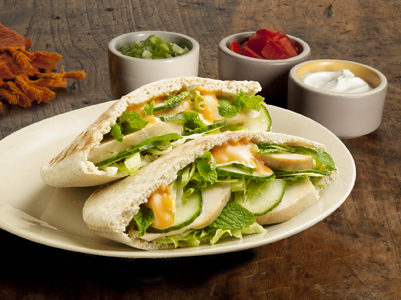Chicken & Mint Pita Pockets with Sweet Chilli Mayo