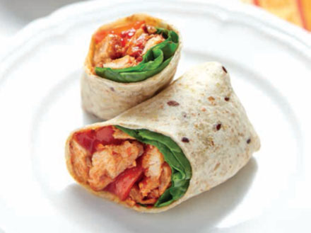 Spicy Chicken Tomato Wrap with Cucumber Raita