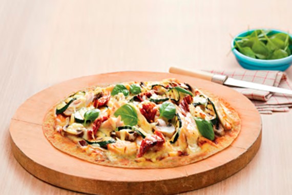 BBQ Chicken, Char-grilled Zucchini & Mushroom Pizza