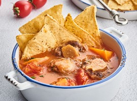 Tomato Oxtail Soup with Corn Chips